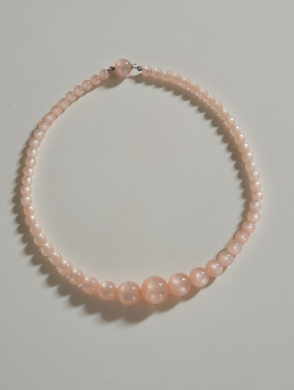 Vintage Pink Moon Glow Beads  Necklace Hard To Find Very Cute - Picture 11 of 13